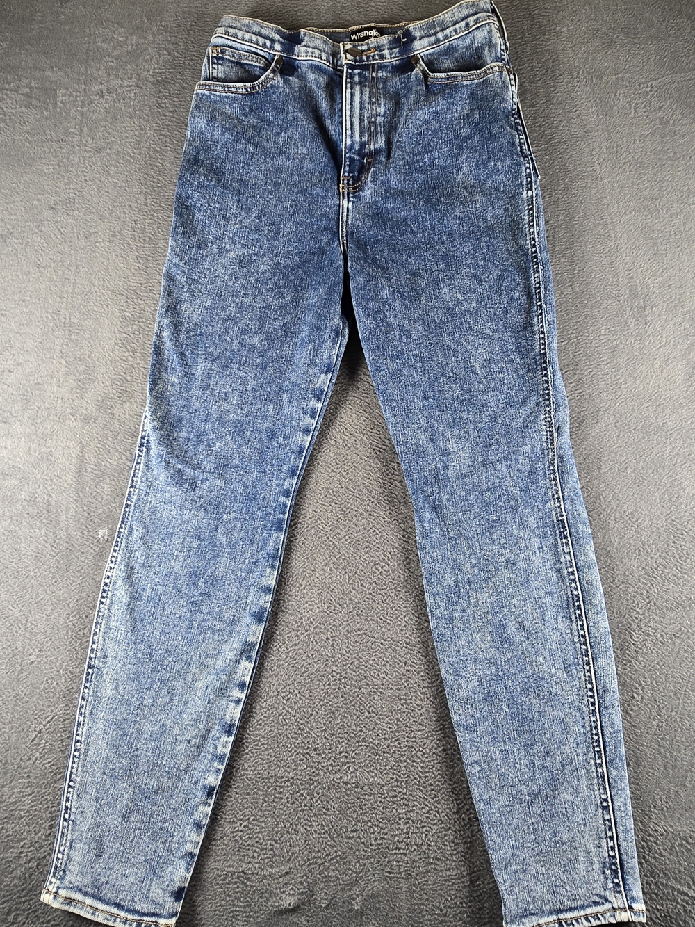 Wrangler High Rise Skinny Jeans Womens 30x28 Acid Wash Blue Stretch Denim